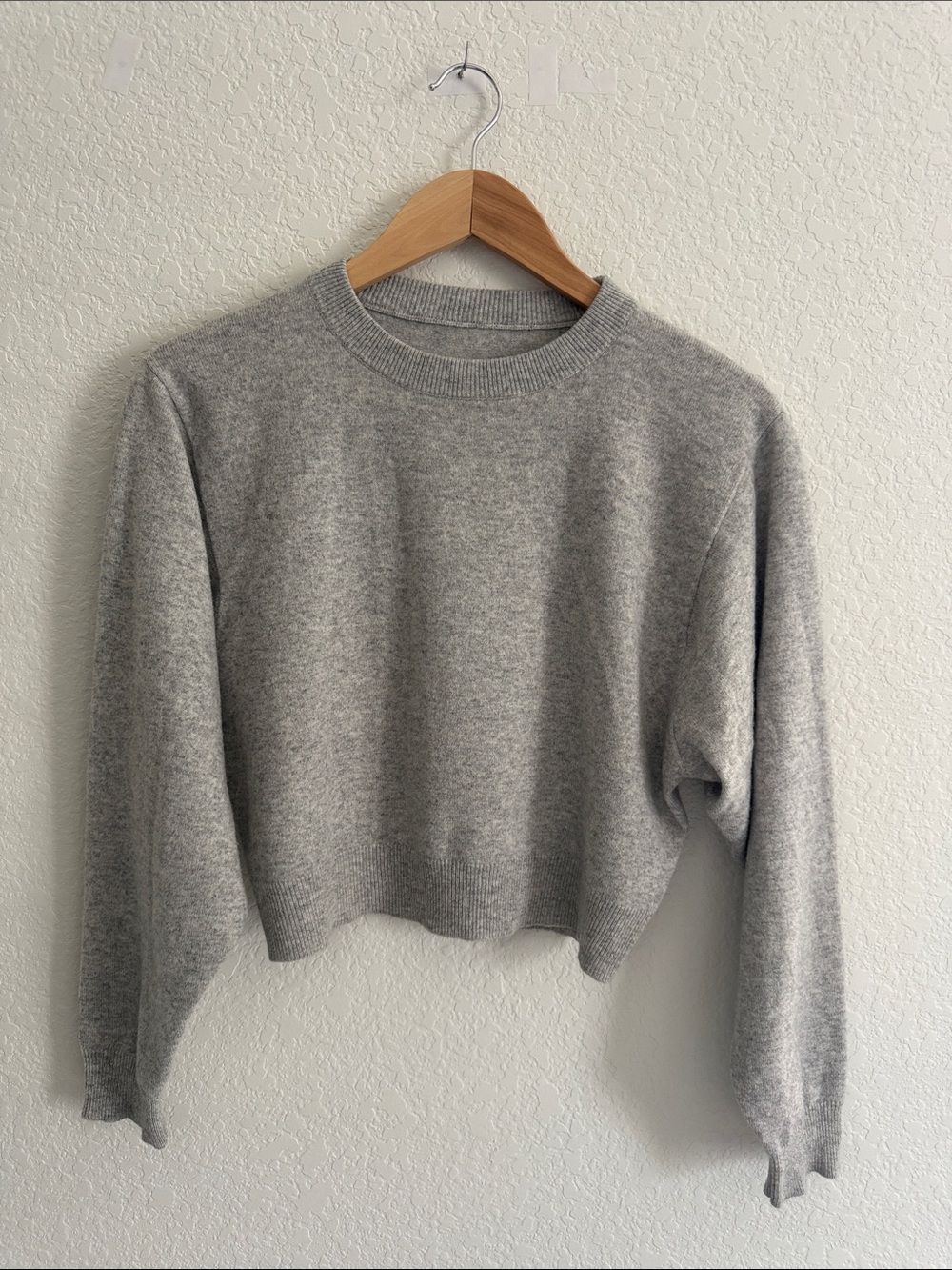 Brunello Cucinelli Gray Cropped Crewneck Sweater